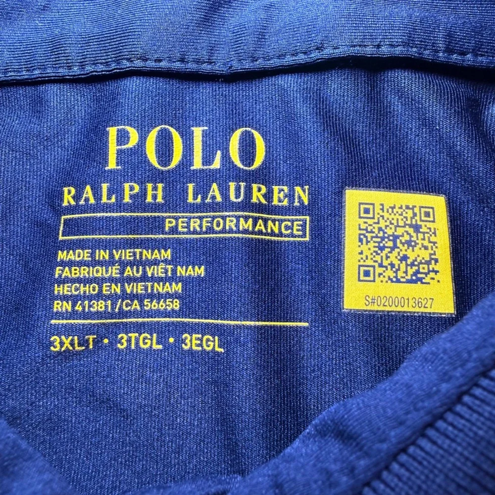 Polo Ralph Lauren Performance Polo Shirt Mens 3XLT Navy Blue Short Sleeve Pony